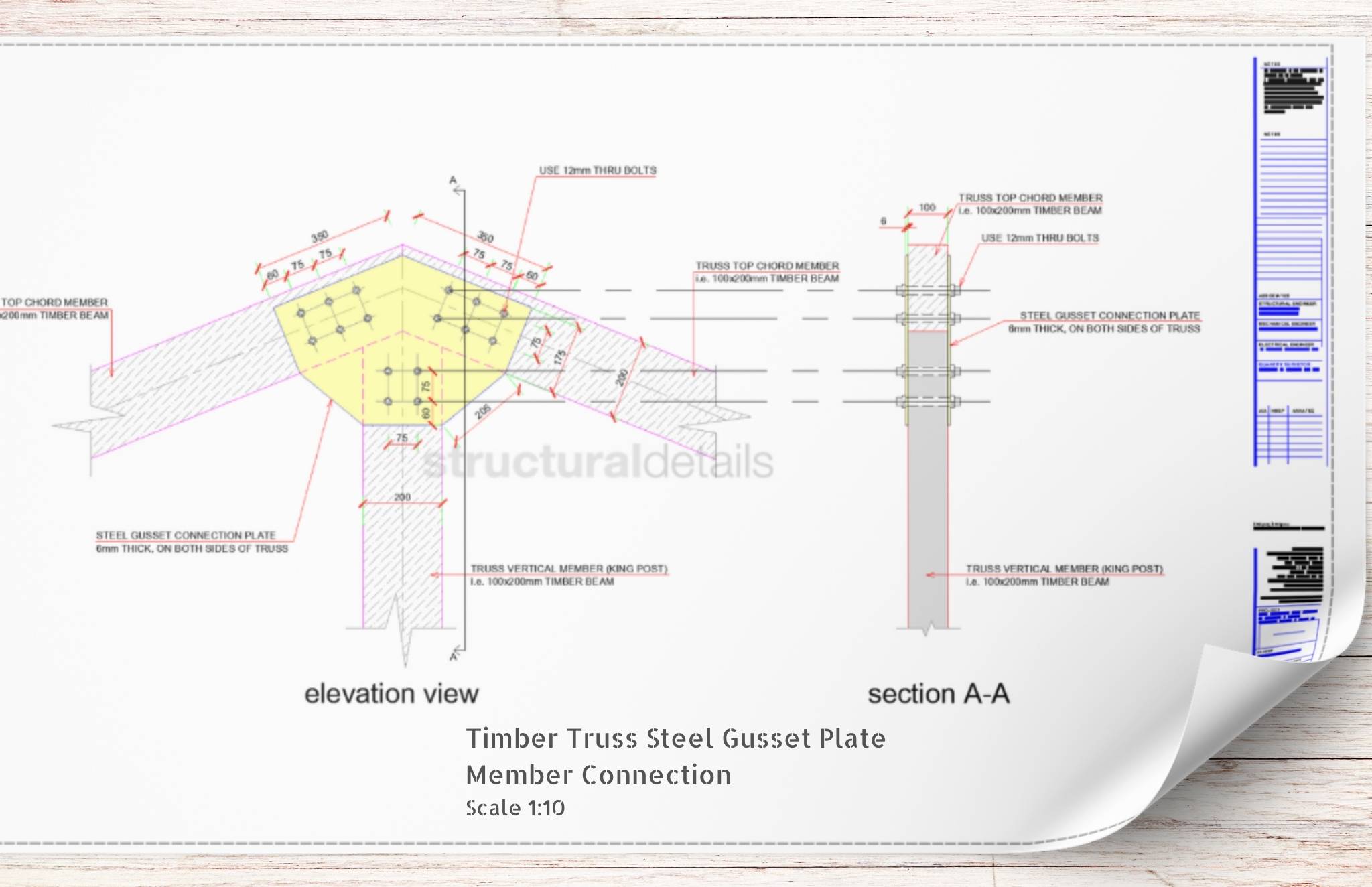 Timber Truss Steel Gusset Plate Member Connection