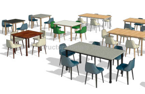 Parametric Revit Multiuse Table and Chair Configuration Family