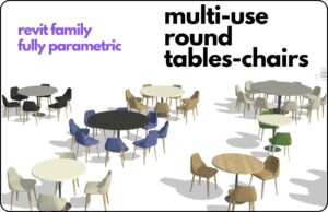 Parametric Revit Round Table and Chairs Family